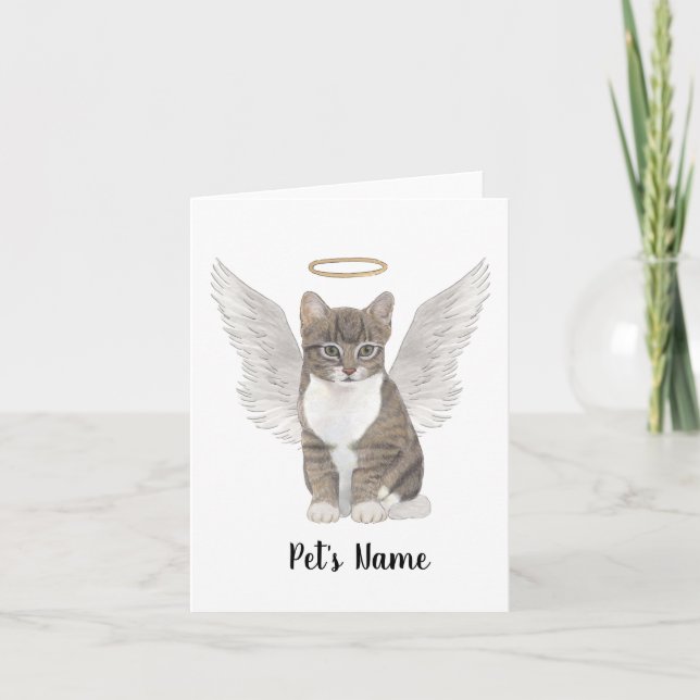 Grey Tabby Cat Sympathy Memorial Card (Front)