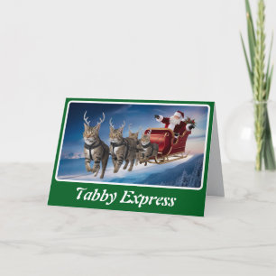 grey Tabby Reindeer Card