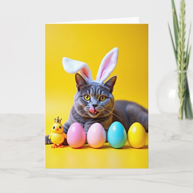 Grey Tabby Yellow Scene Card (Front)