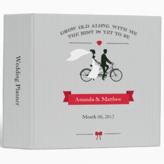 Grey Tandem Bicycle Wedding Planning Binder