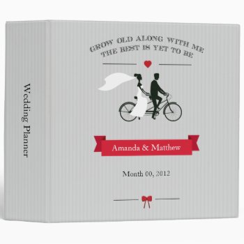 Grey Tandem Bicycle Wedding Planning Binder by PMCustomWeddings at Zazzle