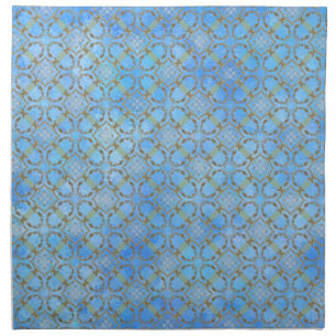 Grey, Taupe, Blue, Green Scrolled Diamond Pattern Cloth Napkin