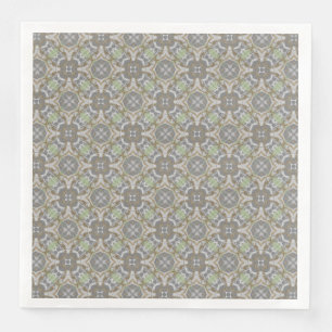 Grey, Taupe, Green Diamond Tiled Pattern Paper Dinner Napkins