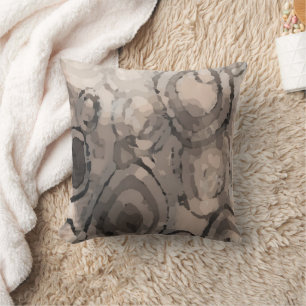 Grey Taupe Mauve Squared Circles Art Pattern Throw Pillow