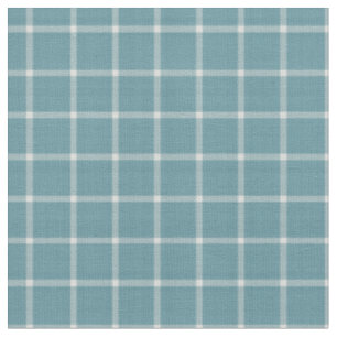 Grey Teal and White windowpane gingham  Fabric