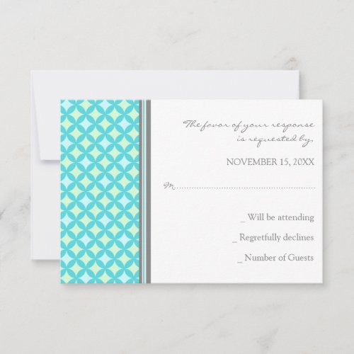 Grey Teal Mint Pattern RSVP Wedding Card