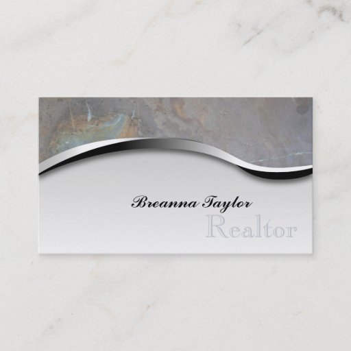 Customizable Grey Teal Rock Realtor Realestate Business Card