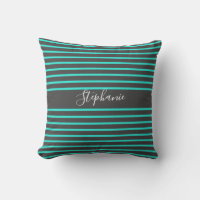 Grey Teal Stripes Patterns White Custom Name Cute