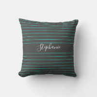 Grey Teal Thin Stripes Patterns White Custom Name