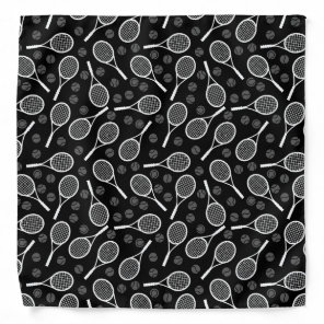 Grey Tennis Rackets and Balls Sports Game Pattern Bandana