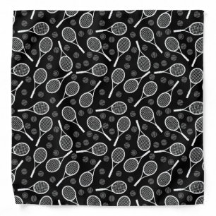 Grey Tennis Rackets and Balls Sports Game Pattern Bandana