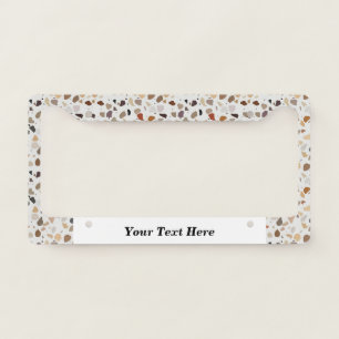 Grey Terrazzo Stone look Custom Text  License Plat License Plate Frame