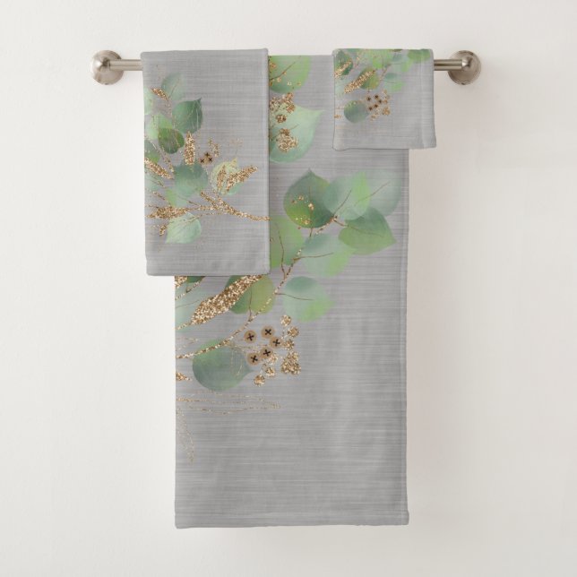 GREY TEXTURE SAGE EUCALYPTUS BATHROOM TOWEL SET (Insitu)