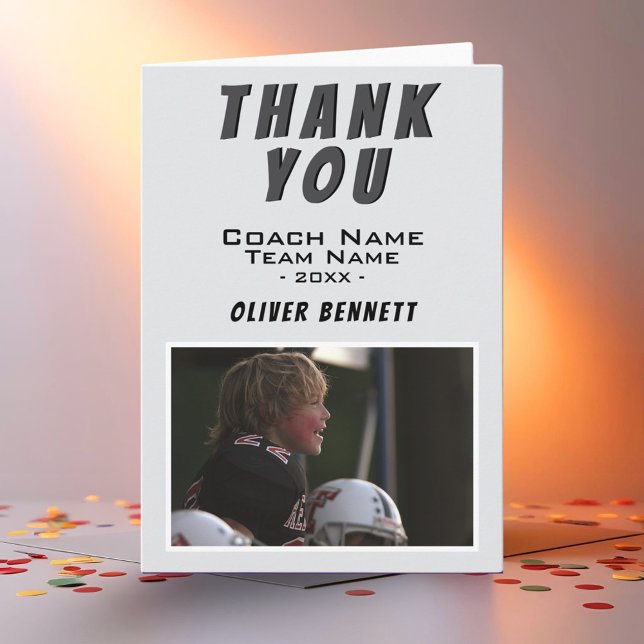 Grey Thank you Coach Card with Photo (Creator Uploaded)