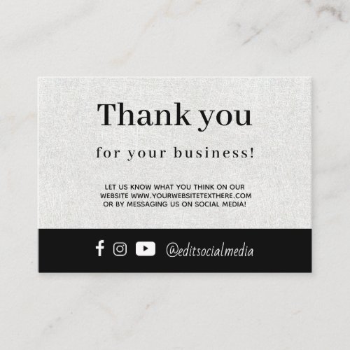 Grey Thank You for Business Card