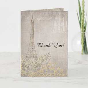 Grey Thank You Notes Paris City of Love Wedding