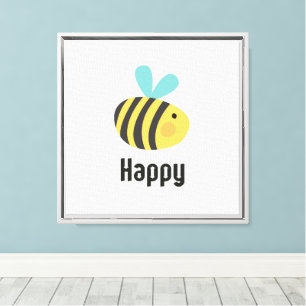 Grey Think Happy Thoughts Bee Canvas Print