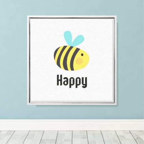 Grey Think Happy Thoughts Bee Canvas Print