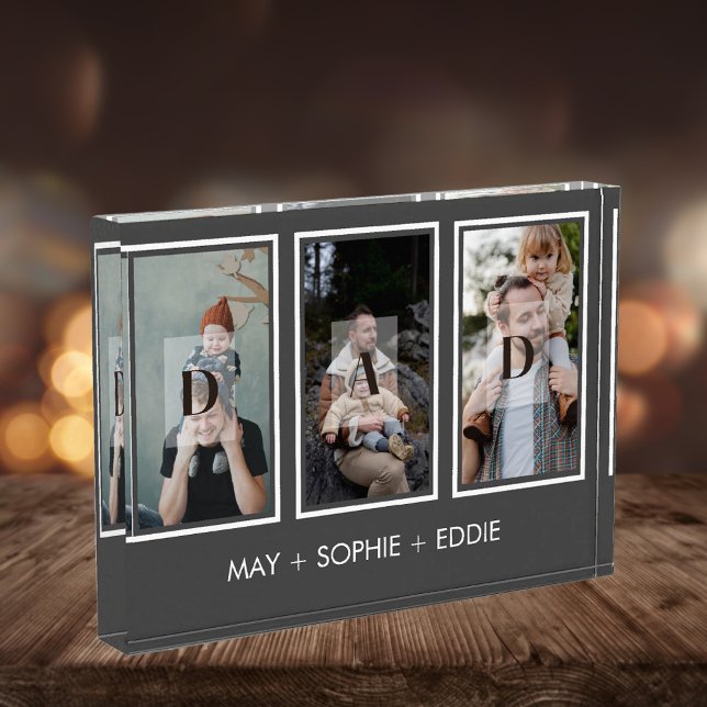 Grey Three (3) Photos Father's Day Photo Block (Creator Uploaded)