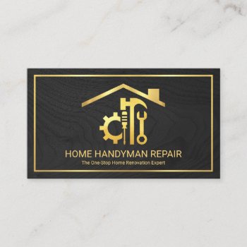 Grey Timber Gold Handyman Tools  Business Card by keikocreativecards at Zazzle