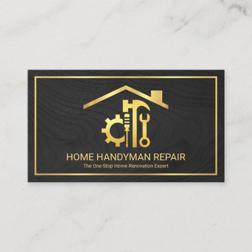 Grey Timber Gold Handyman Tools  Business Card