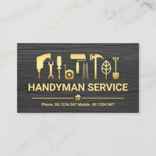 Grey Timber Gold Handyman Tools #ZazzleMade Business Card