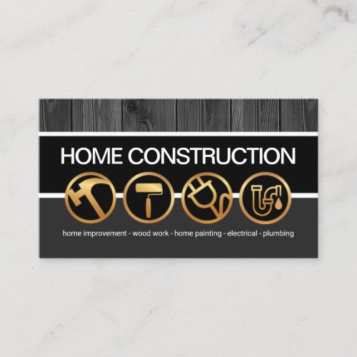 Grey Timber Layers Construction Handyman Tools Business Card