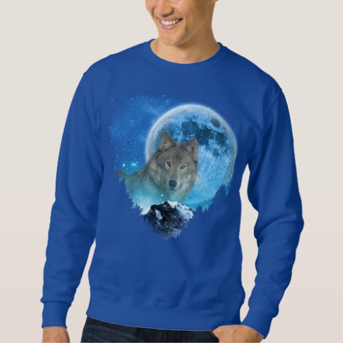 Grey Timber Wolf Full Moon Escape Sweatshirt