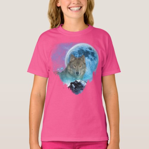 Grey Timber Wolf Full Moon Escape T_Shirt