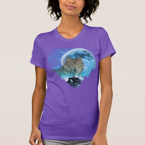Grey Timber Wolf Full Moon Escape T_Shirt