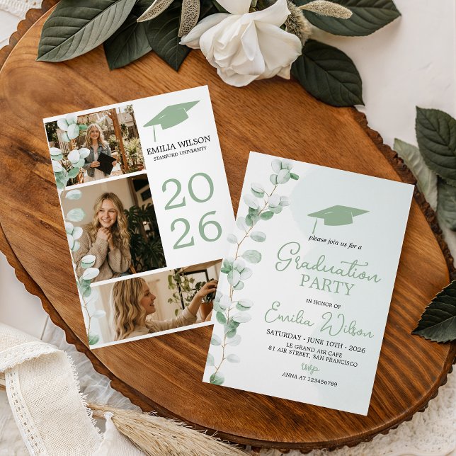 Grey Toile de Jouy Graduation Invitation (Creator Uploaded)