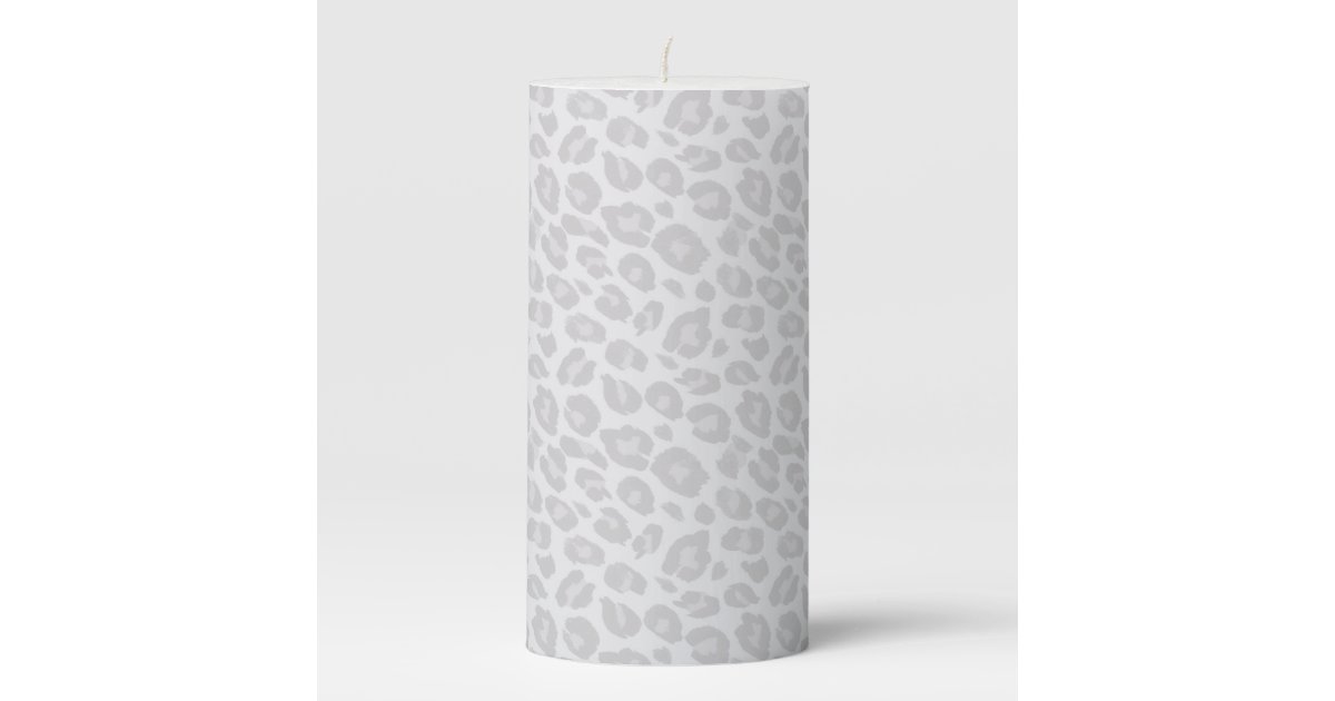 Grey Tonal Leopard Print Pillar Candle Zazzle