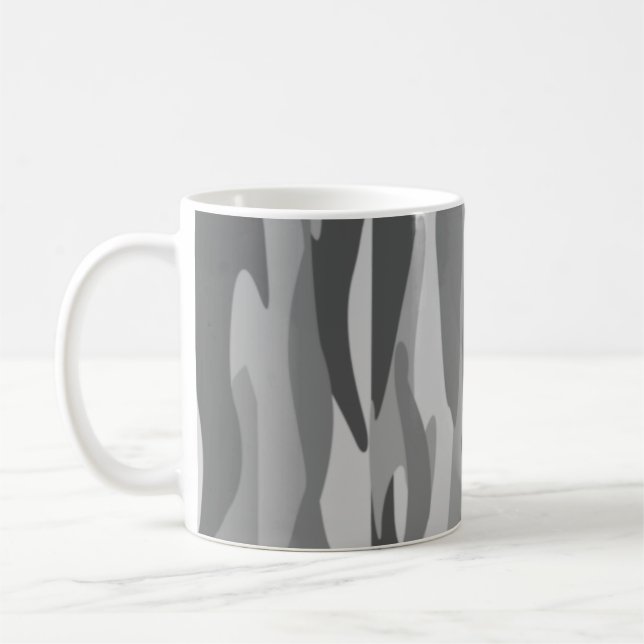 Grey Tone Abstract Camouflage Coffee Mug (Left)