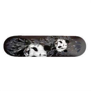 Grey Tone Panda Skateboard Deck