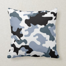 Grey Tones Military Camo Throw Pillow
