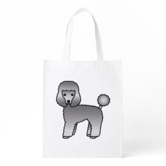 Grey Toy Poodle Cute Cartoon Dog Grocery Bag