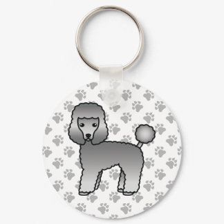 Grey Toy Poodle Cute Cartoon Dog Keychain