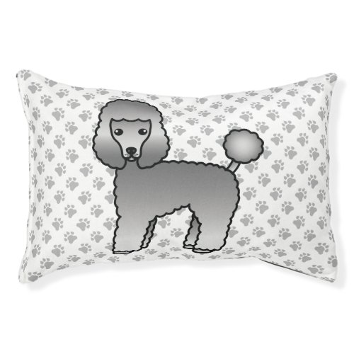 Grey Toy Poodle Cute Cartoon Dog  Paws Pet Bed