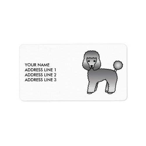 Grey Toy Poodle Cute Cartoon Dog  Text Label