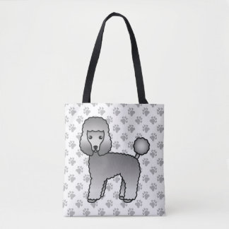 Grey Toy Poodle Cute Cartoon Dog Tote Bag