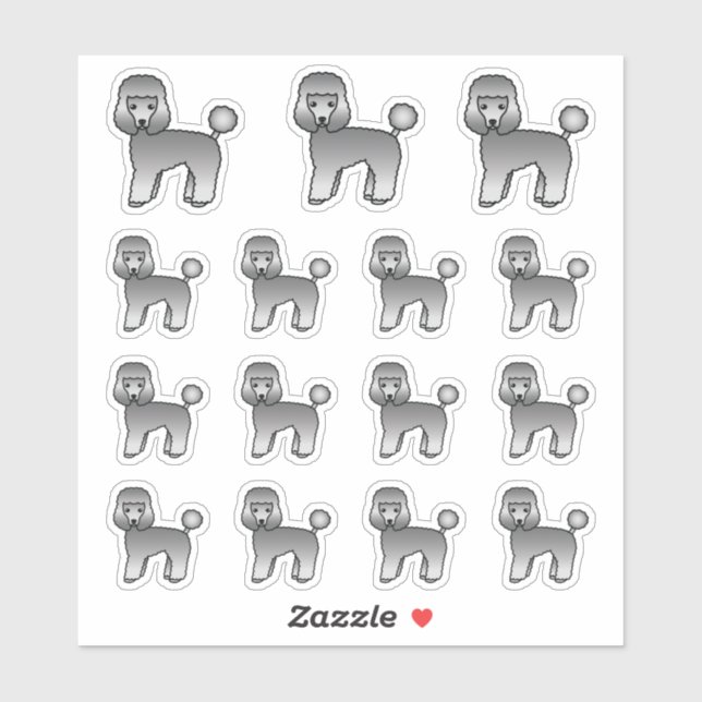 Grey Toy Poodle Cute Cartoon Dogs Sticker (Sheet)