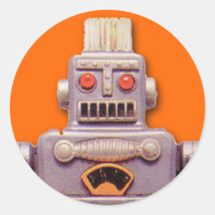 Grey Toy Robot Stickers (Sheet of 20)