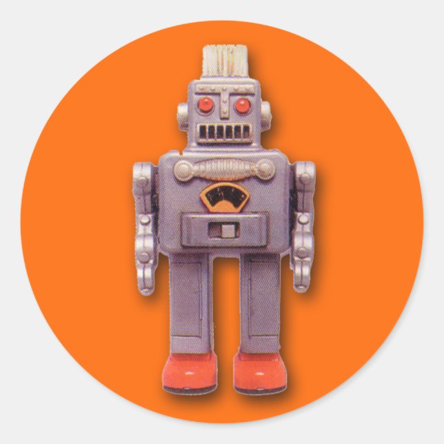 Grey Toy Robot Stickers (Sheet of 6) (Front)
