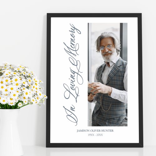 Grey Traditional  Elegant Photo Funeral Dear Ones Poster