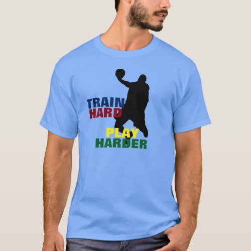 Grey Train Hard Play Harder Basketball T_Shirt