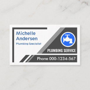 Grey Trapezium Layers Plumbing Business Card