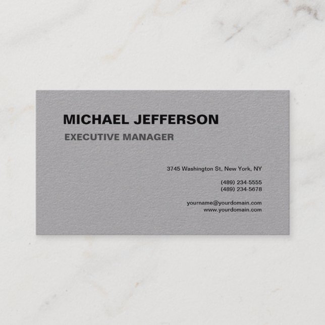 Grey Trendy Modern Elegant Simple Business Card (Front)