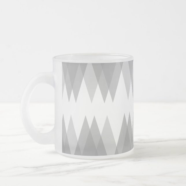 Grey triangles frosted glass coffee mug (Left)
