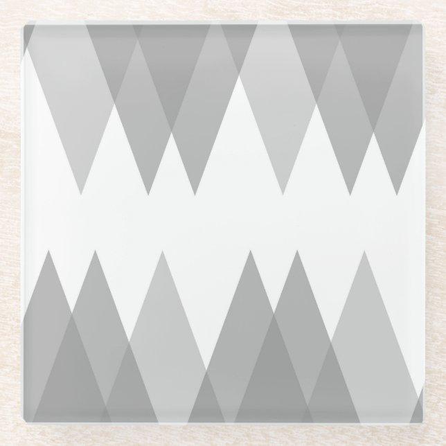 Grey triangles glass coaster (Front)