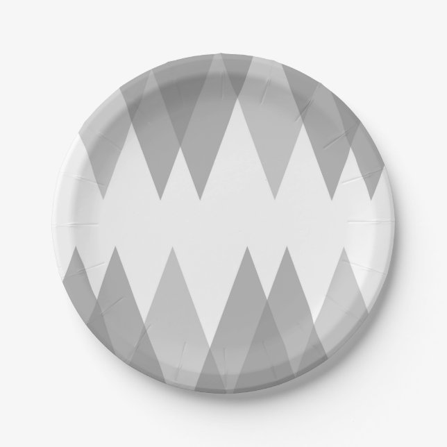 Grey triangles paper plates (Front)